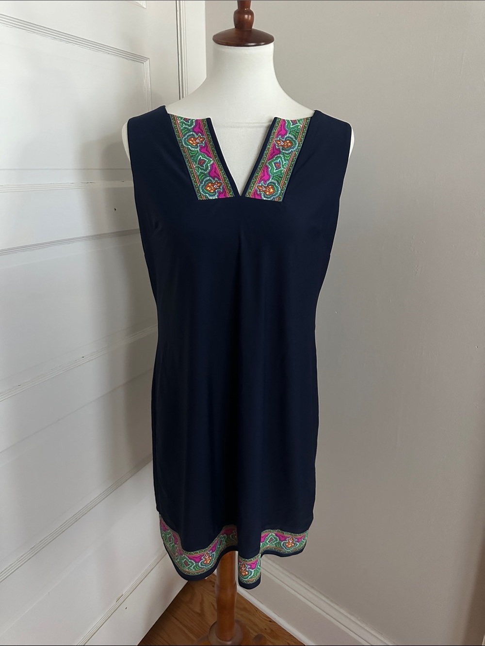 Jude Connally Navy Sleeveless Tunic with Colorful Embroidered Trim